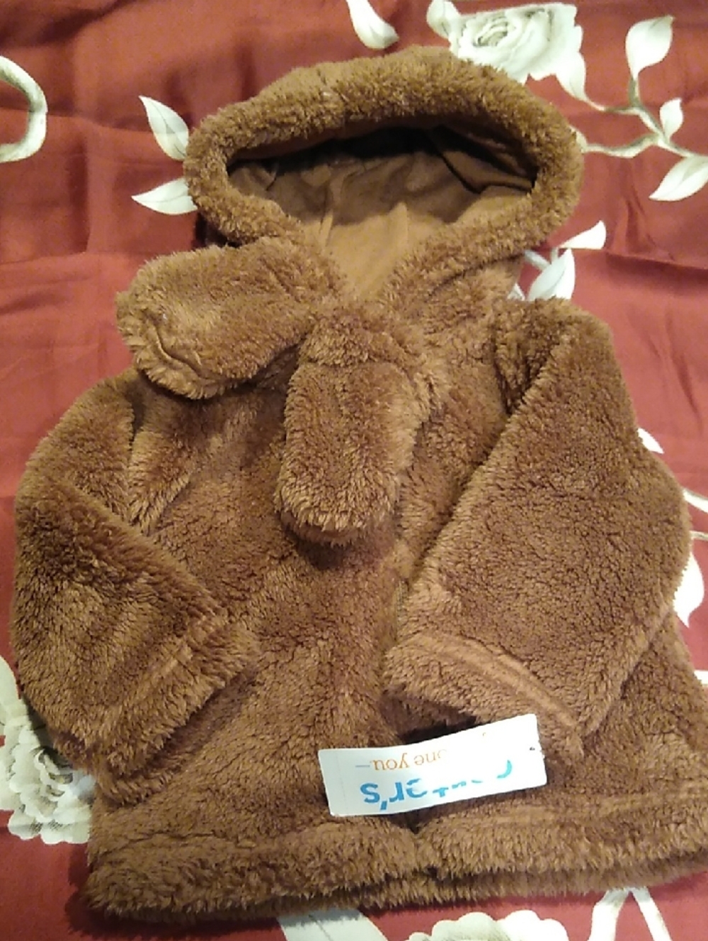Carter's Brown Plush Teddy Hooded Jacket With Mittens